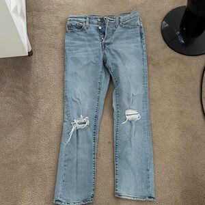 Levi's Light Blue Distressed Straight Leg Jeans